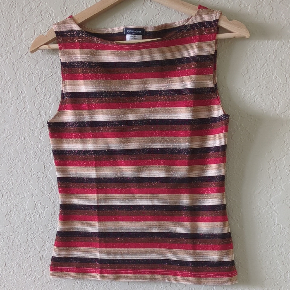Eyeshadow Red and Black Striped Tank Top